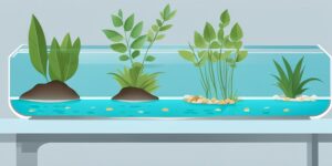 Acuario con agua clara y plantas saludables