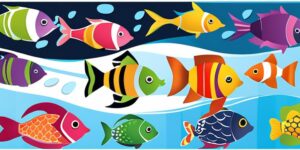 Acuario casero con peces coloridos y felices