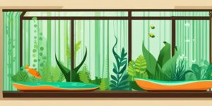 Un acuario lleno de plantas verdes y coloridas