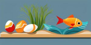 Acuario con huevos de peces en desarrollo