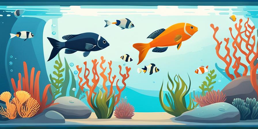 Acuario marino con peces y plantas