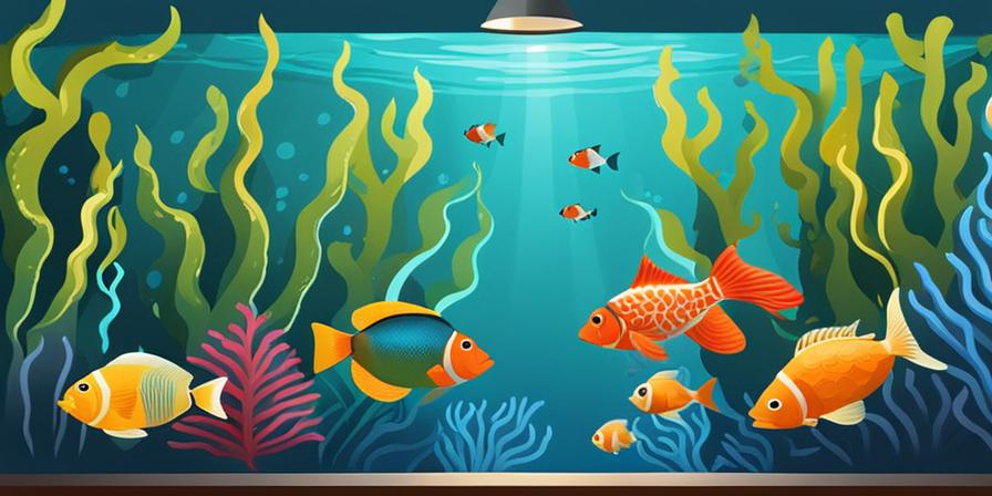 Acuario marino con peces coloridos