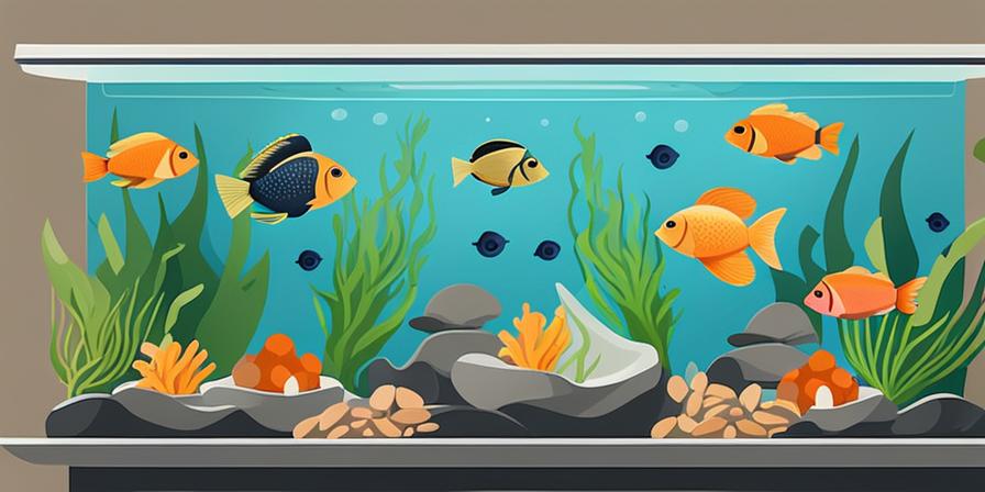 Peces felices en un acuario disfrutando de la comida