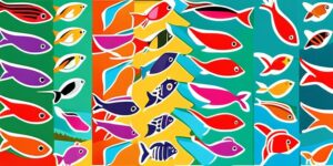Acuario con peces de colores exóticos