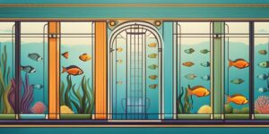 Acuario con peces coloridos y adornos submarinos