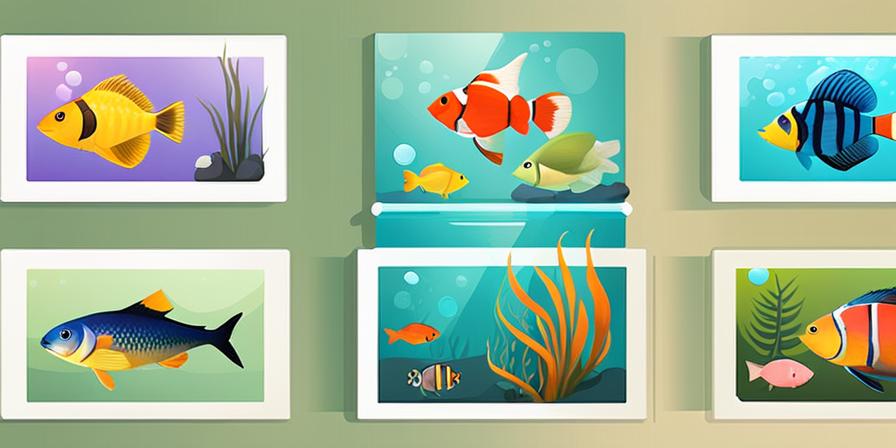 Acuario con peces de colores y variados diseños