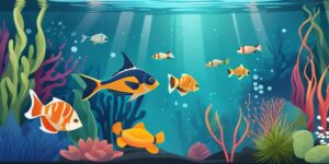 acuario con peces de colores y plantas exuberantes