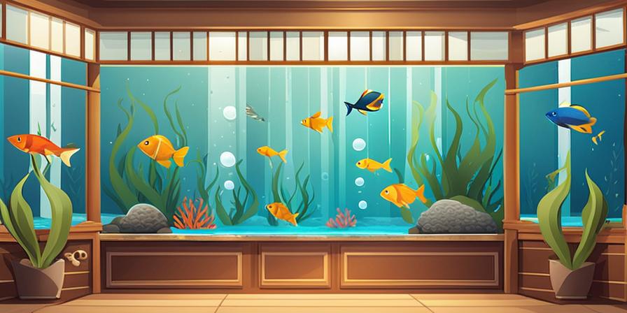 Acuario con peces de colores y ambiente tranquilo