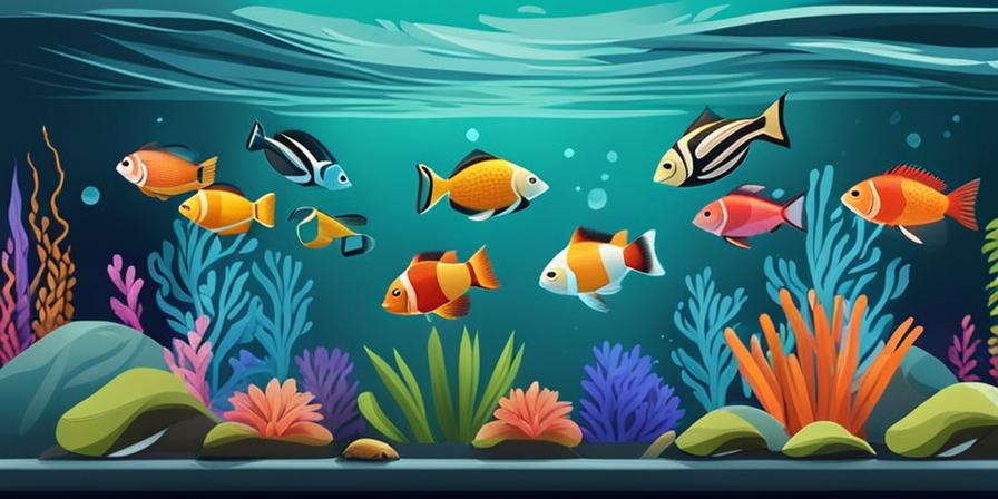 Acuario con peces coloridos en perfecta armonía
