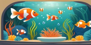 Peces felices y coloridos en un acuario disfrutando de una alimentación saludable