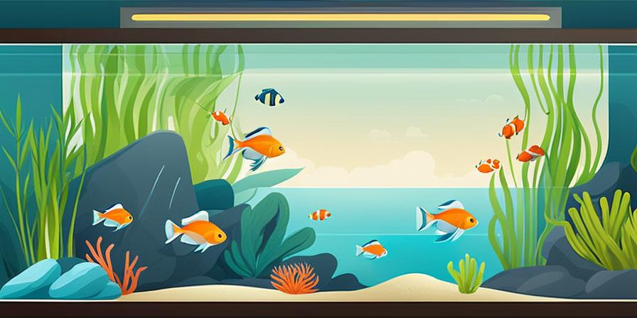 Acuario con peces nadando en ambiente sereno