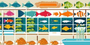 Acuario con peces y comida variada