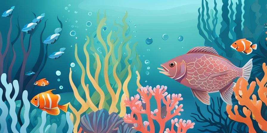 Peces vibrantes y corales coloridos en acuario