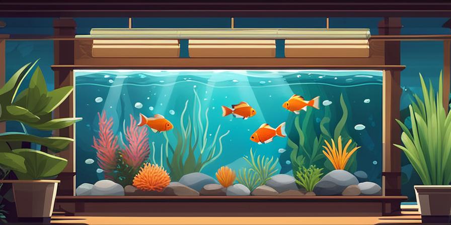 Acuario con plantas y peces nadando