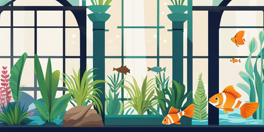 Acuario con plantas y peces vibrantes