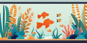 Acuario con plantas y peces saludables