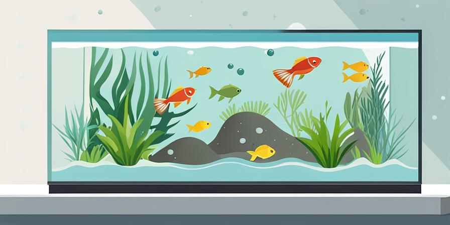 Acuario con plantas exuberantes y peces nadando