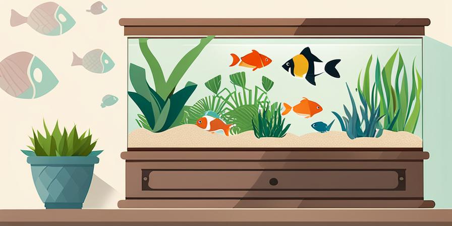 Acuario con plantas y peces felices