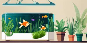 Acuario con plantas y peces vivos