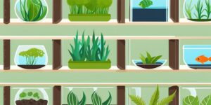 Acuario limpio y saludable con plantas verdes