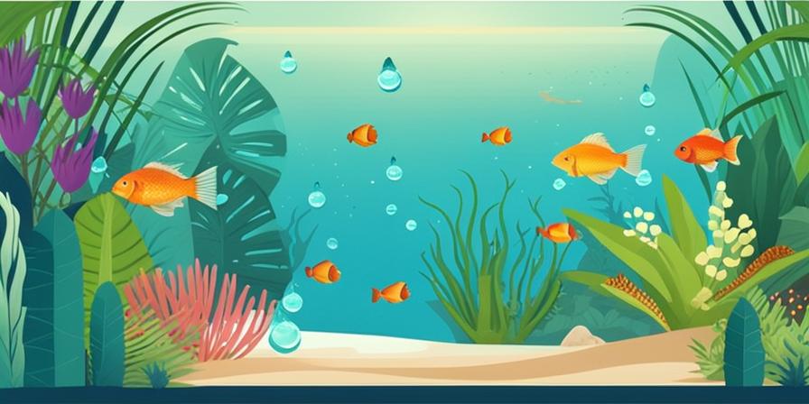 Acuario con peces tropicales de colores en un oasis acuático