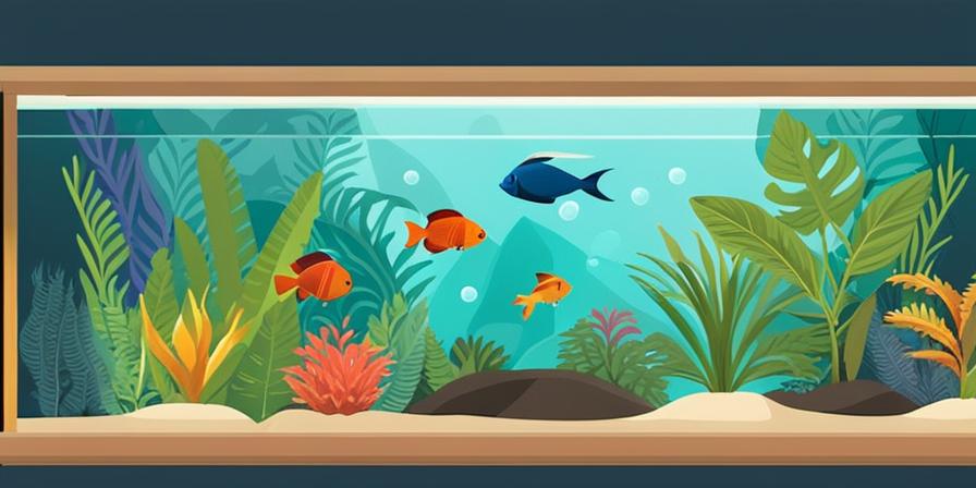Un acuario tropical con plantas y peces vibrantes
