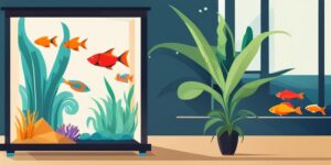 Acuario con plantas y peces coloridos