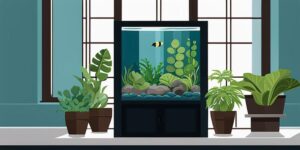 Un oasis submarino con anubias y plantas exuberantes en un acuario