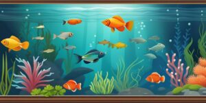 Acuario con peces coloridos nadando en armonía