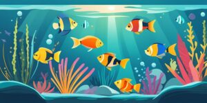 Acuario con peces multicolores y variados tamaños