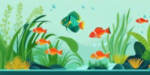 Acuario con peces y plantas coloridas