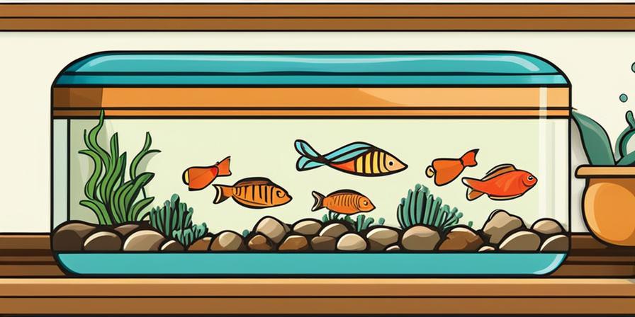 Acuario con peces coloridos disfrutando su alimentación natural