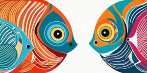 Acuario con peces Discus de colores vistosos nadando
