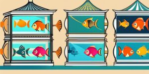 Acuario con peces exóticos herbívoros de colores vibrantes