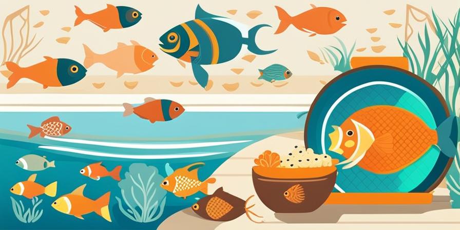 Peces felices y coloridos disfrutando de comida saludable en un acuario