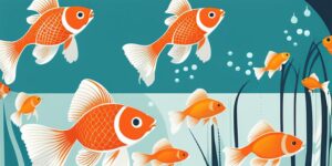 Pez goldfish en acuario con medicamentos y cuidados veterinarios