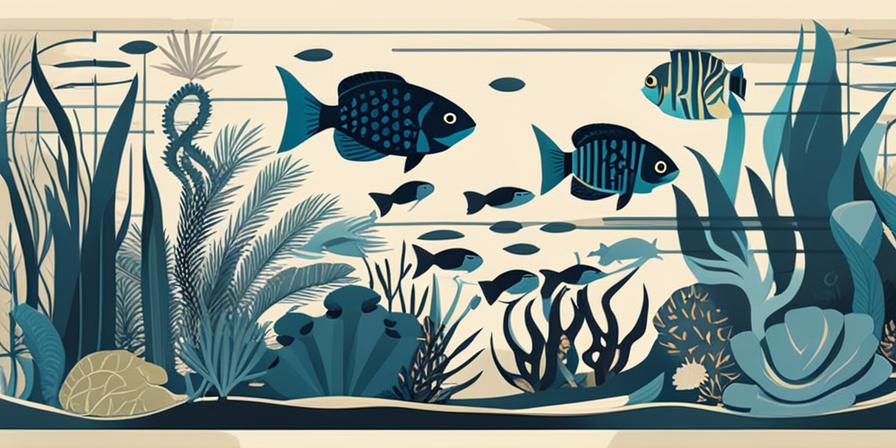Acuario con peces tropicales en un mundo acuático misterioso