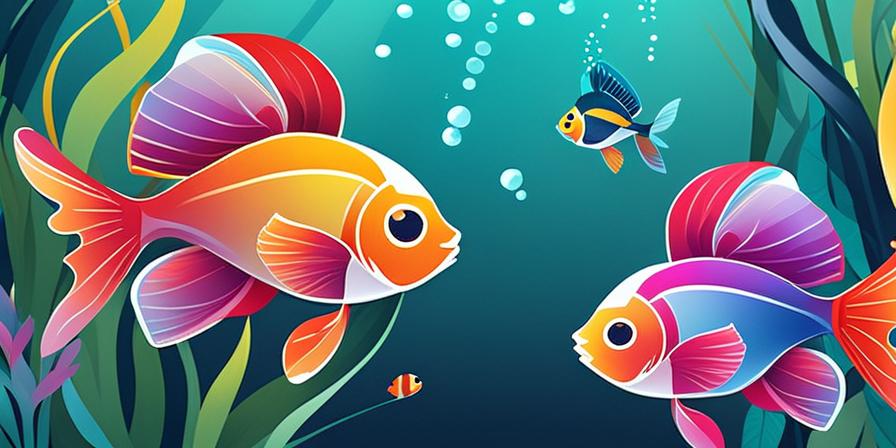 Peces coloridos nadando felices en un acuario