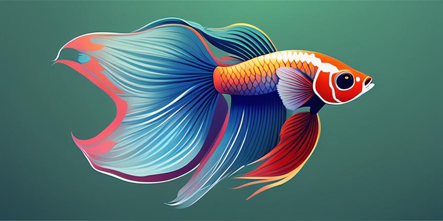Un pez betta macho nadando en acuario colorido