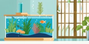 Pez disco saludable nadando en acuario limpio y claro, rodeado de plantas acuáticas