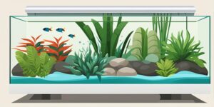 Acuario con plantas y agua clara