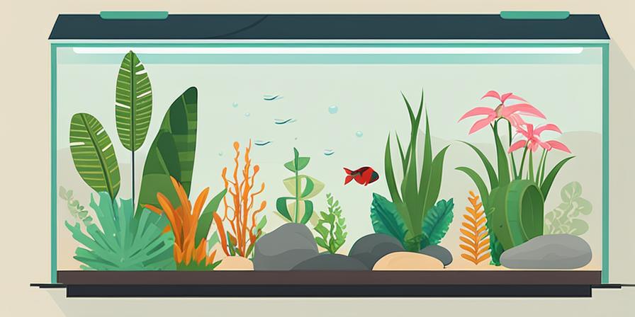 Acuario con plantas acuáticas coloridas