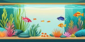 Estanque de peces con colores vibrantes y plantas acuáticas exuberantes