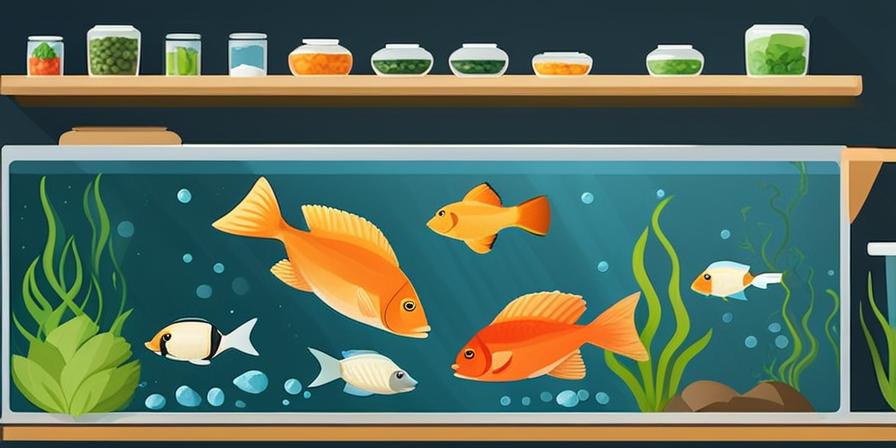 Tanque acuático con peces saludables y reciclaje de nitrógeno